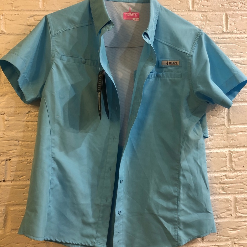 Aqua Blue Habit Button Down Shirt